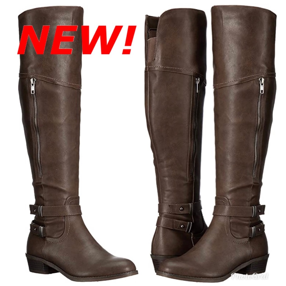 Dark Brown Indigo rd Over the Knee Vegan Boots